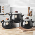 Kitchenware supplier wholesale cookingware set soup pots jogo de panelas two ears handle ceramic casserole pots with lid